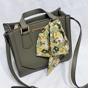 Steve Madden Sage Green Satchel with Floral Scarf